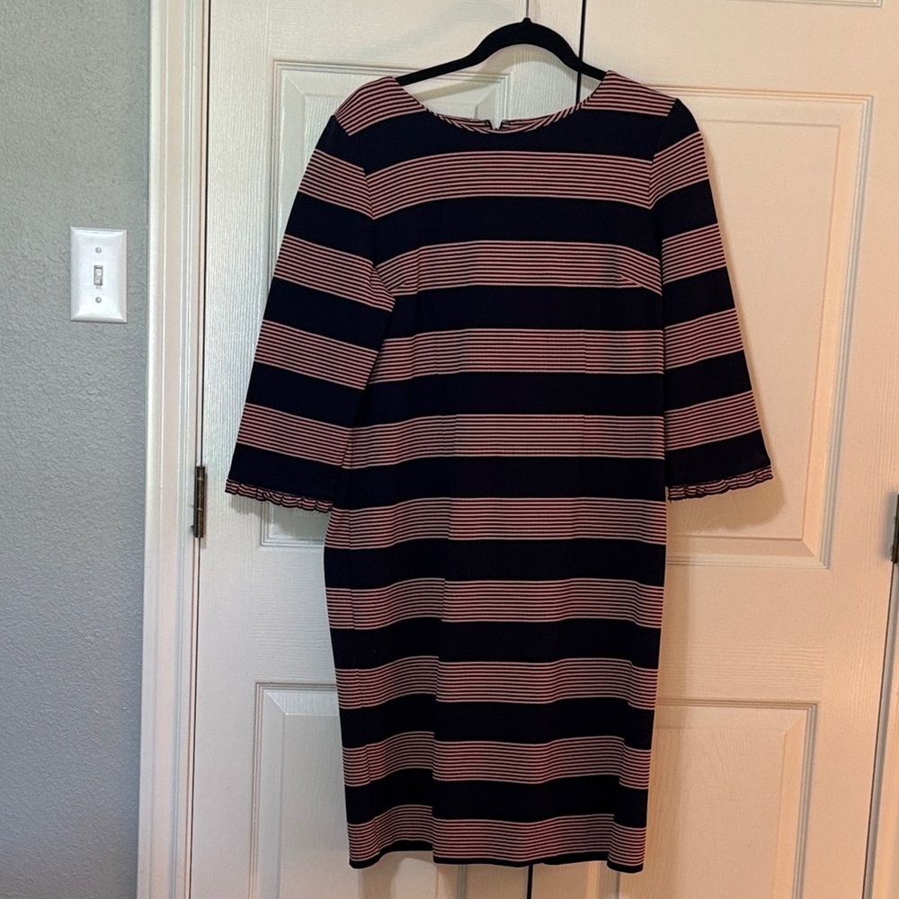 Talbots Navy and Pink Long Sleeve Dress